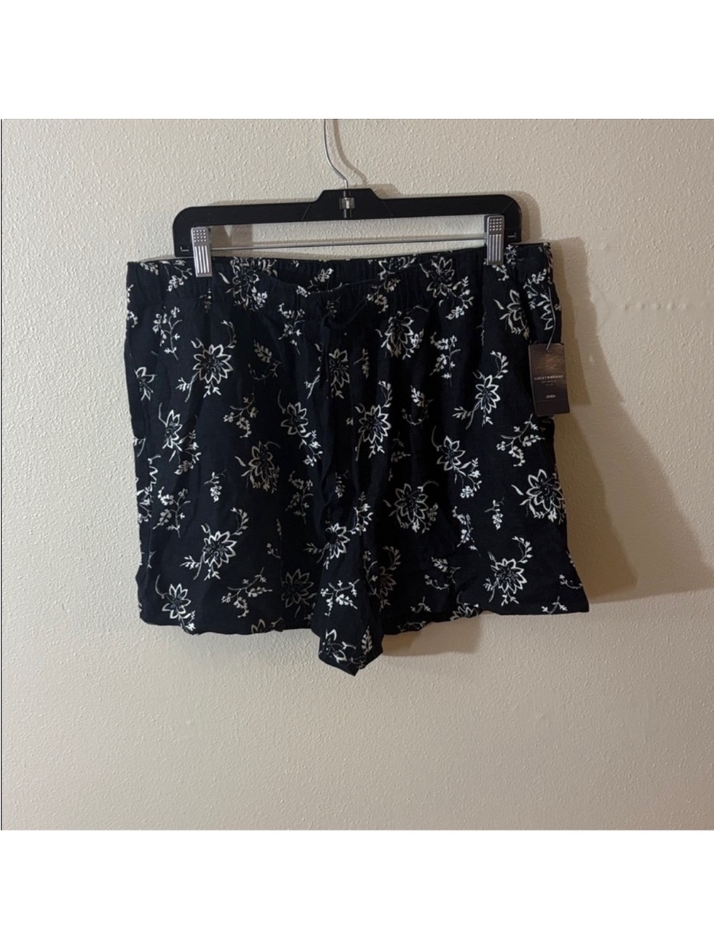 Lucky Brand Black Floral Drawstring Shorts